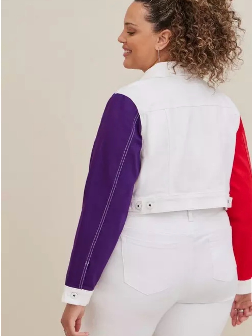 Rainbow Colorblock Cropped Jacket - Multicolor - Picture 3 of 4